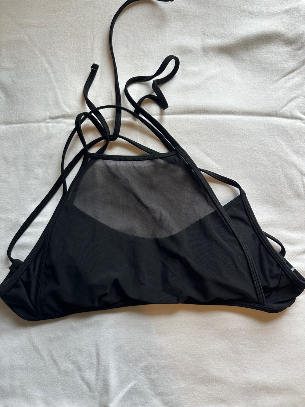 aerie Black Sheer Mesh Halter Bikini Top